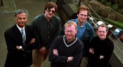 Arjuna Solutions' founders: Santosh Shrivastava, Stuart Wheater, Steve Caughey, Mark Little, and David Ingham (L-R)